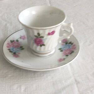Charming Floral Demitasse Cup and Saucer Set